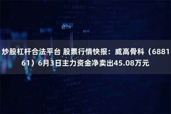 炒股杠杆合法平台 股票行情快报：威高骨科（688161）6月3日主力资金净卖出45.08万元